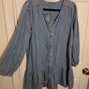 Blue Denim Long-Sleeve Dress